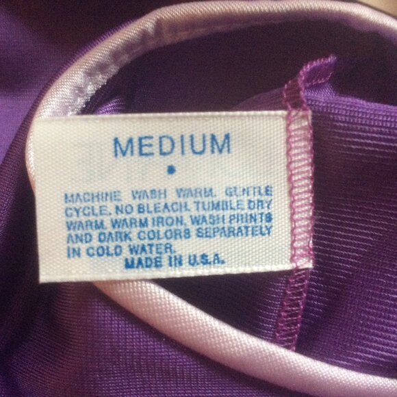 Lorraine Vintage Purple NWT Floral Applique Satin 80s Made in USA Nightgown Med. - Picture 5 of 6